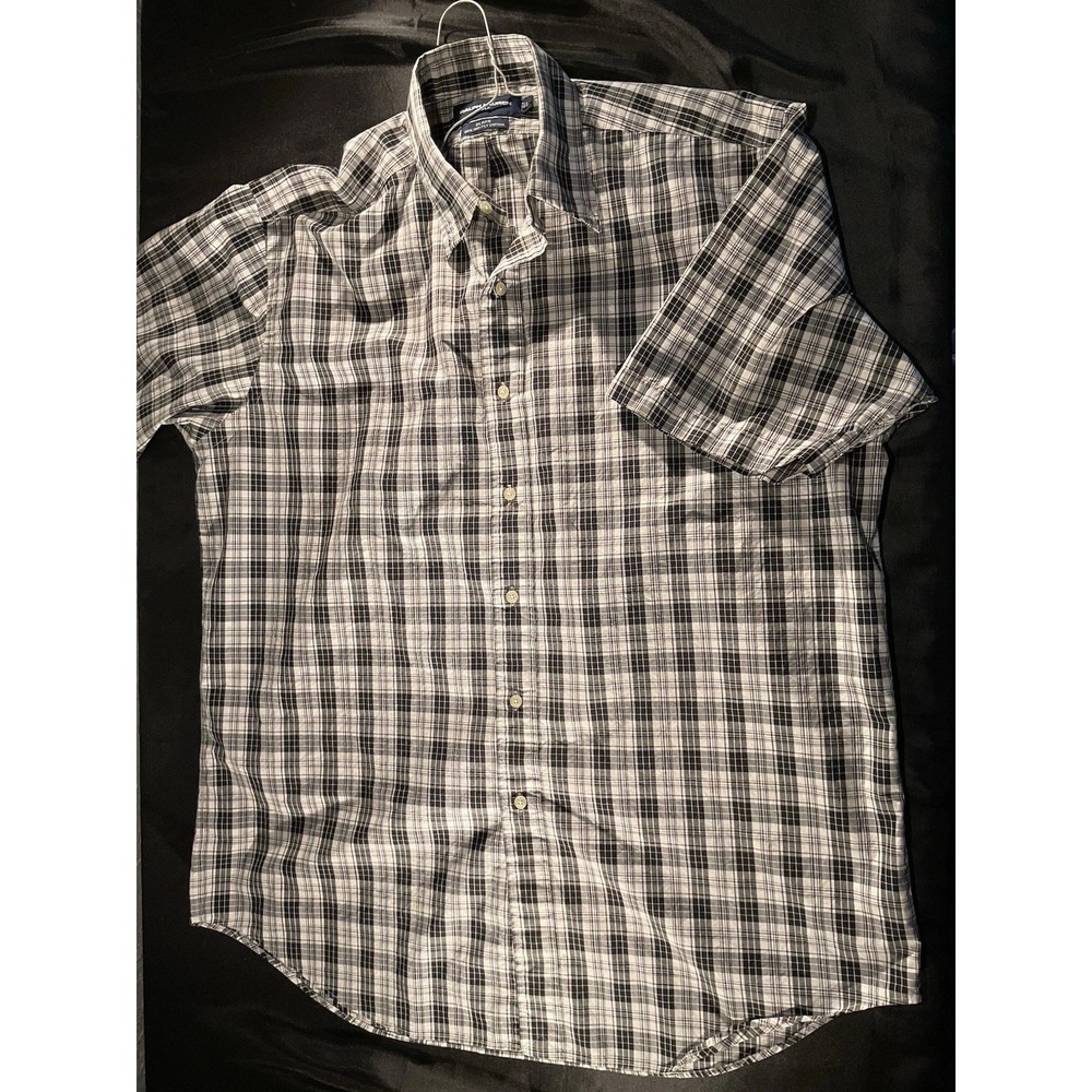 Ralph Lauren Golf Blake Shirt Mens Large Black White Plaid Short Sleeve Cotton